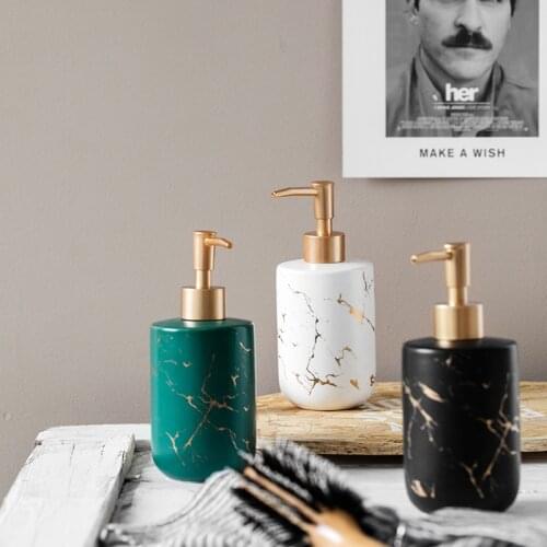 Nordic Bathroom Accessories Imitation Marble Stripe Ceramic Hand Sanitizer Bottle Lotion Dispenser dispensador de jabon