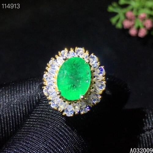 KJJEAXCMY fine jewelry 925 sterling silver inlaid natural emerald new ring exquisite girls ring support test hot selling