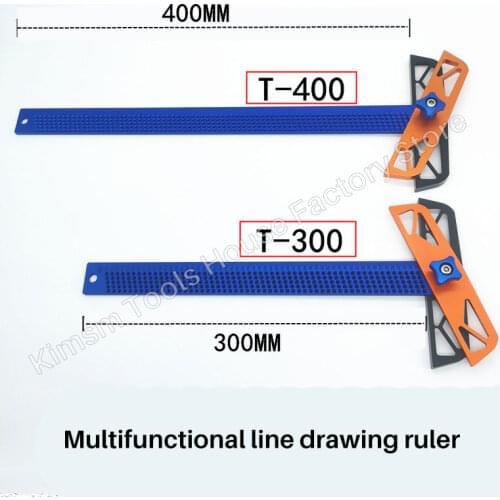 300/400mm Line Drawing Ruler Hole Ruler For Woodworking Adjustable Angle T Ruler Aluminum Alloy Crossed Marking Gauge Scriber