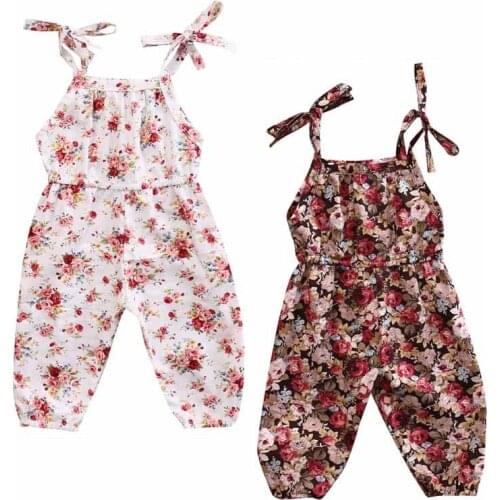 Lioraitiin New Fashion Newborn Baby Kids Girl Floral Romper Jumpsuit Sleeveless Cotton Clothes Outfits