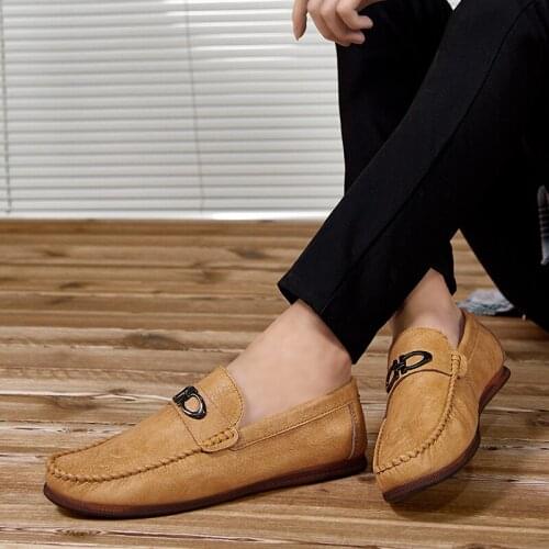 Luxury Brand Genuine Leather Outdoor Men Shoes Gentleman Loafers Slip On Comfortable Moccasins Flats Casual Boat Driving Shoes I
