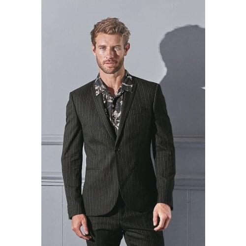 2Pieces Custom Mens Suit Striped Stright Smart Casual V-Neck Cocktail Party Wedding Groomsman Tuxedos Suits