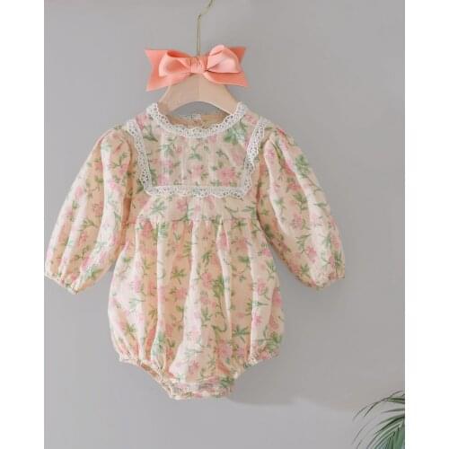 Soft breathable newborn baby girls romper floral short sleeve infant baby bodysuit for girls clothes overalls children outfits