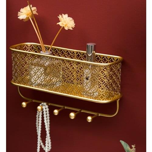 Wall Decor Metal Rack Hook Bathroom Bedroom Living Room Wall Mounted Type Storage Shelf Home Decor