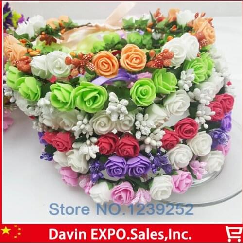 NEW Artificial Rose PE Foam Flower Garland Decoration For Wedding Festival Banquet Decoration Bridal Hand Flowers Shooting Props