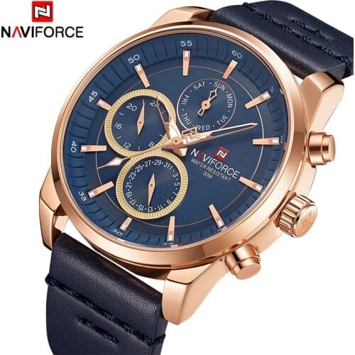 New NAVIFORCE Mens Watches Top Luxury Brand Mens Fashion Sport Watch Male Leather Date Quartz Wristwatches Relogio Masculino
