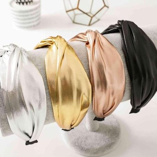 Cloth solid color simple knotted cross hair hoop jewelry new hair pressure wide side wild headband
