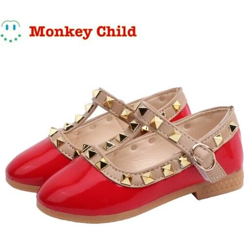 Girls Shoes Rivest Leather Shoes For Big Girl Princess Shoes White Bridal Shoes Kids Flats Baby Dance Shoe For Children Lady sho