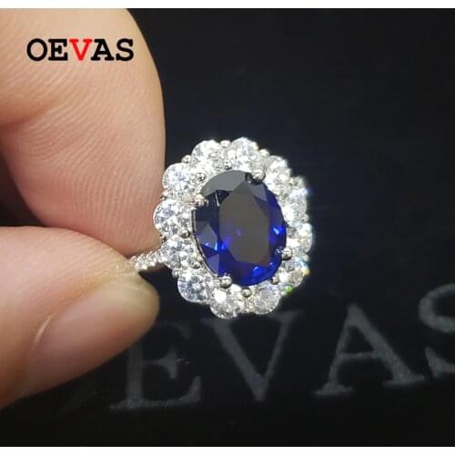 OEVAS 100% 925 Sterling Silver Sparkling 7*9mm Sapphire High Carbon Diamond Bridal Rings Engagement Party Fine Jewelry Wholesale