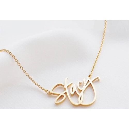 Custom Handwriting Name Necklace Goldplated Personalized Cursive Signature Necklace Memorial Gift Your Style Handwriting Collare