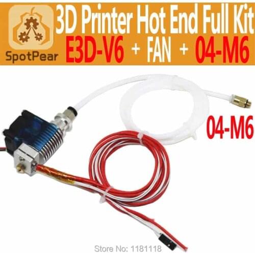 3d printer Print Head E3D-V6 HotEnd Kit Bowden/RepRap extruder parts accessories Long distance print head+ FAN+PTFT tube+04-M6