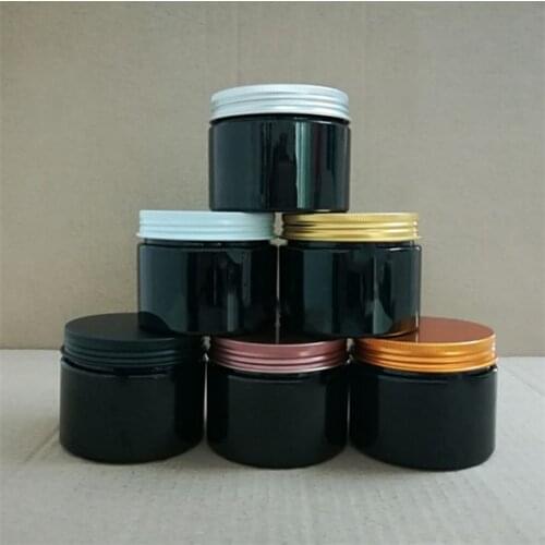 10/30/50pcs 120g 150g Plastic Jar with Aluminum Lids Screw Tin Black Container Empty Cosmetic Cream Powder Pot Makeup Box