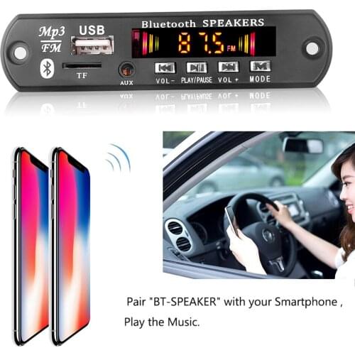 Bluetooth MP3 decoding board for 5V voice recording 5V 12V Car FM Radio Module Support FM TF USB AUX Audio Record
