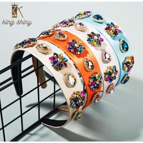 Luxury Baroque Multi Color Crystal Flower Headband for Lady Extravagant Colorful Geometric Rhinestone Bridal Wedding Tiara Crown