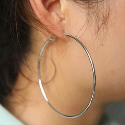 Simple Fashion Punk Hoop Earrings Set Big Circle Earrings Jewelry for Women Girls Steampunk Ear Clip Punk Style Earring Ear Ring