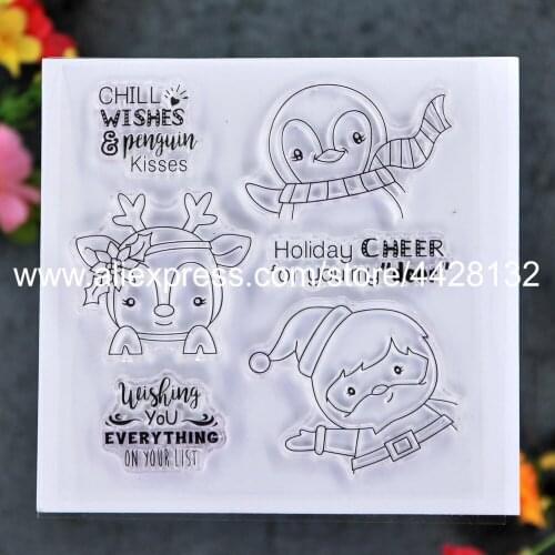 Merry Christmas Holiday Cheer for you my Deer Penguin Kisses Scrapbook photo cards rubber stamp clear stamp transparent stamp