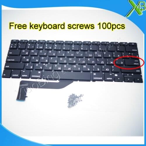 Brand New Small Enter RS Russian keyboard+100pcs keyboard screws For MacBook Pro Retina 15.4" A1398 2013-2015 Years