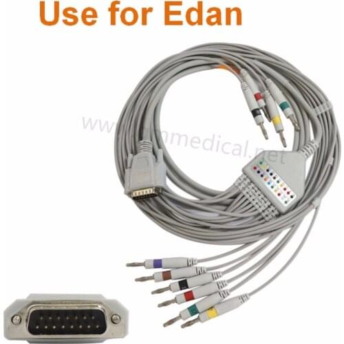 Compatible with Edan 10-Lead Leadwires EKG Cable ,IEC,DB15M >Banana 4.0