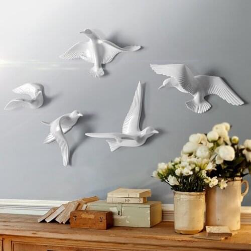 Modern Seagulls Figurine Resin Seabirds Sculpture for Living Room Home Wall Hanging Decor DIY Crafts Supplies