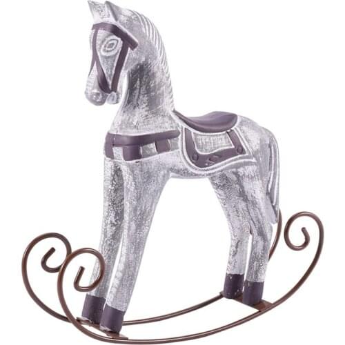 Modern Europe Style Trojan Horse Statue Wedding Decor Wood Horse Retro Home Decoration Accessories Rocking Horse Ornament Gifts