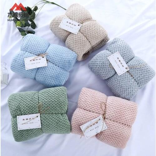 Super Water Absorption Coral Velvet Plaid Bath Towel for Adult Face Towel Soft Comfortable Quick-drying Home Hotel Bath Towels