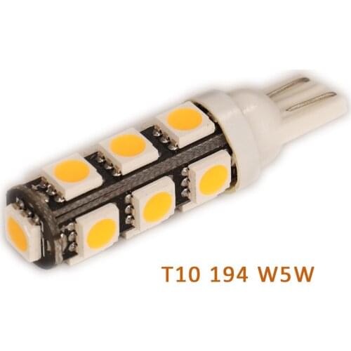 T10 W5W 194 921 912 13-SMD 5050 LED Car RV Camper LED Interior Side Wedge Light License Plate Light Bulbs White 12V DC