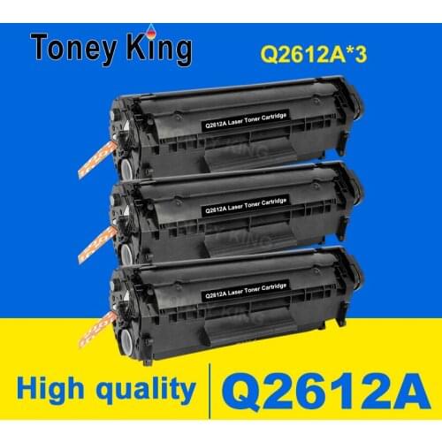 Toney King 3 PCS Toner Cartridge Q2612A 12A 2612 Compatible for HP LaserJet 1010 1012 1015 1020 3015 3020 3030 3050 1018 Printer