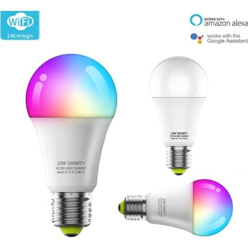 Smart Home E27 DIY Wifi Smart Light Bulb 10W 2700k-6500k Dimmable RGB Magic Lamp APP Remote Control Work With Alexa Google Home