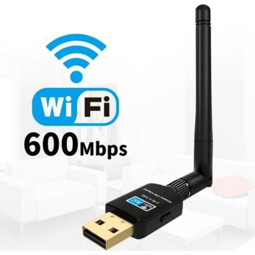 2.4G/5.8G USB WiFi Adapter WiFi Receiver 600Mpbs Wireless Network Card WiFi Dongle for Desktop Computer Laptop