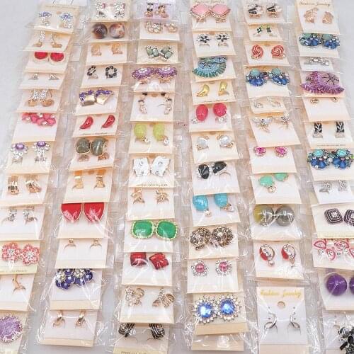 Womens Fashion 30pairs/lots Crystal Stud Jewelry Earrings European and American Mix Style