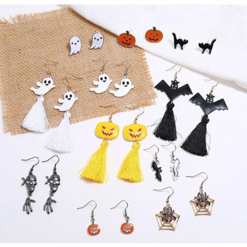 Halloween Drop Earrings For Women Pumpkin Spider Bat Dangle Earrings Halloweens Party Accessories Funny Jewelry Gifts