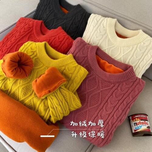 2020 New Women Winter Thicken Velvet Loose Twist Sweater Coat Knitted Full Sleeve Pullovers Jumpers Jacket