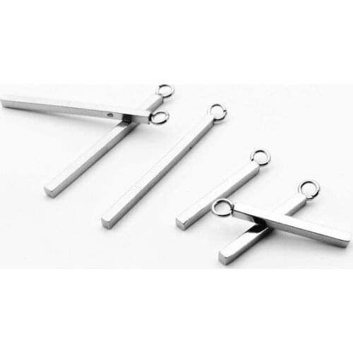 1.5mm Square Small Pendant Charm DIY Earrings Necklace Stainless Steel Connectors Jewelry Accessories
