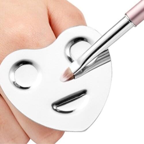 1PC Salon Manicure Finger Ring Color Palette Makeup Cream Foundation Mixing Palette Cosmetic Make up Tool Stainless Steel Plate