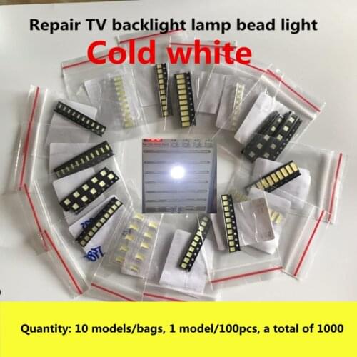 1000pcs/lot 1W-2W SMD LED Kit 3V/6V 2835/3030/2828/3535/5630/7020/7030/4020/4014/7032 Cold white For TV Backlight Beads 10*100LG