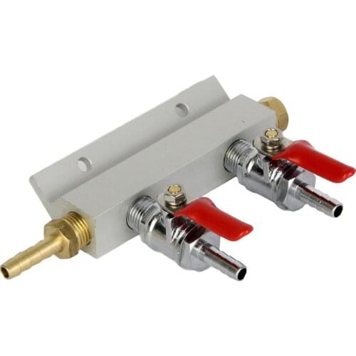 2 OUTPUT / 2 Way Gas Manifold Distribution CO2 Splitter W/ Check Valves Home Brew Kegerator
