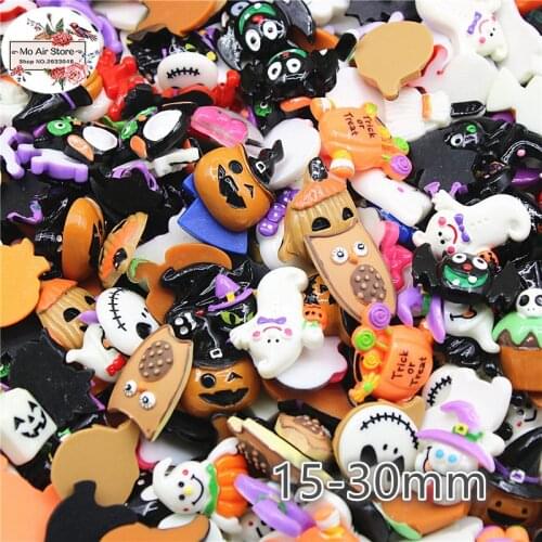 20pcs mix design Resin halloween pumpkin/ghost/skull flat back Cabochon Art Supply Decoration Charm Craft DIY hair bow center