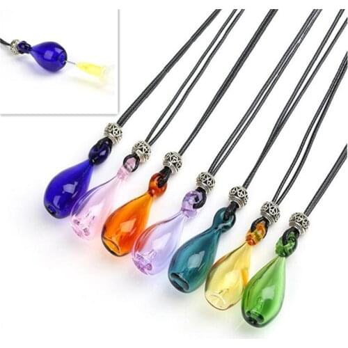 7X New Arrival Diffuser Perfume Refillable Coloured handmade Essential Oil Bottle Pendant Necklace