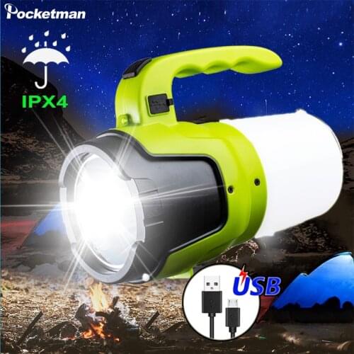 80W Super Bright LED Flashlight USB Rechargeable Searchlight Lantern Portable Work Light 3 Modes Emergency Light Tent Lamp
