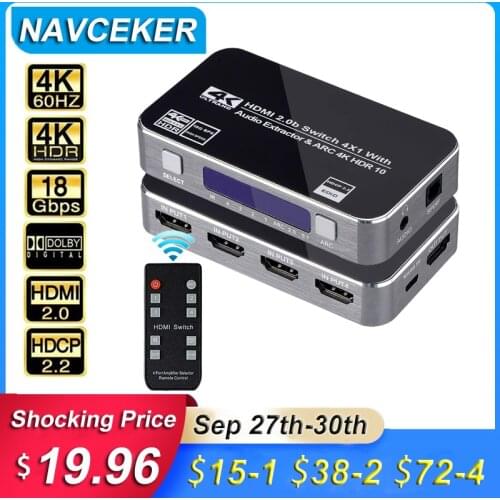 4x1 HDMI Audio Extractor Stereo Extractor Converter 4K HDMI to HDMI Optical TOSLINK SPDIF + 3.5mm HDMI Audio Splitter Adapter