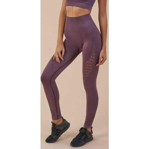 High Waist Sports Gym Running Womens Hip Fitness Breathable Hollow Elastic Tight Yoga Capri-Pants
