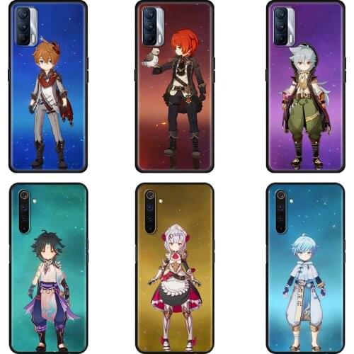 Black Case For Realme 8 7 Pro C21 C3 6 X7 GT Neo X50 Soft Cover XT C21Y C15 C11 Protective Phone Coques Cute Genshin Impact