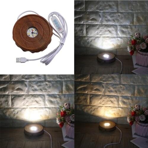 Wooden LED Display Stand 3D Nightlight Round Base for Crystal Glass Ball for Home Decorations Birthday Gifts