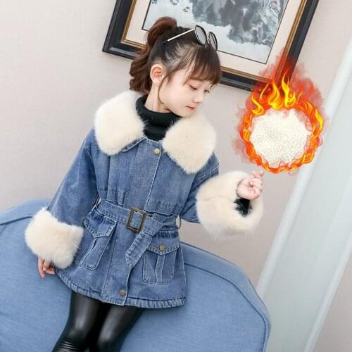 Children kids girls denim jacket cotton denim outerwear Girls Cotton Long Jacket&Outwear Children clothing Autumn winter clothes
