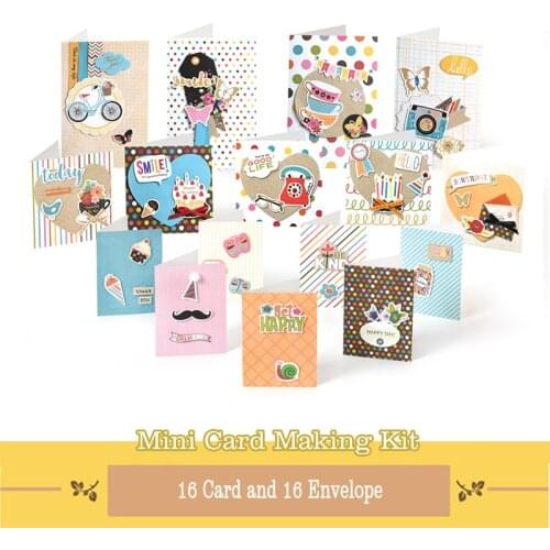 Eno Greeting DIY Card Kit 16 Mini Cards Making Gift Pack For Children Day Kids Card Craft Mini Cards