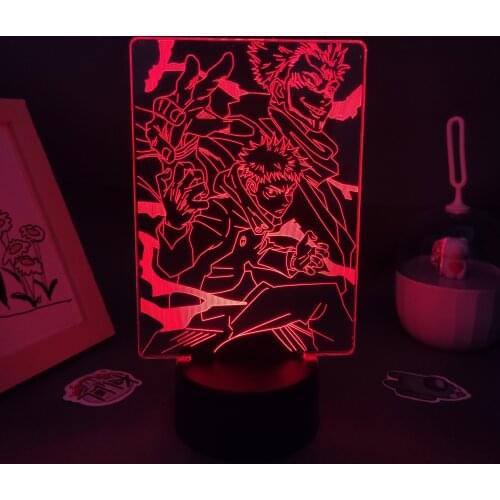 Jujutsu Kaisen Manga Figure Ryomen Sukuna Yuji Itadori LED Neon RGB 3D Night Light Anime Lava Lamp Bedroom Table Desk Decoration