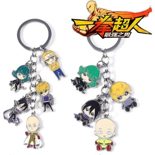 Hot Anime One Punch Man Enamel KeyChain Cartoon Saitama Genos Tatsumaki Figure Pendant Keyring For Fans Cosplay Props Jewelry