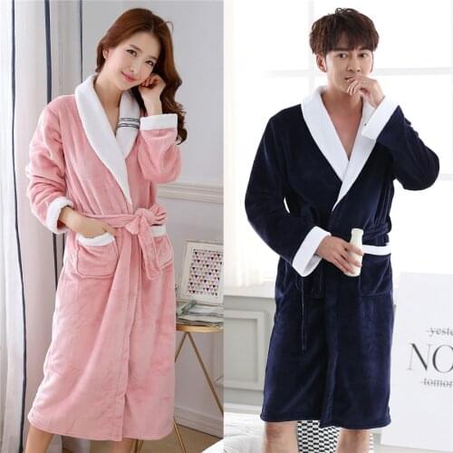 Kimono Bathrobe Gown For Men&women Nightgown Solid Colour Home Dressing Gown Intimate Lingerie V-neck Sleepwear Plus Size 3XL
