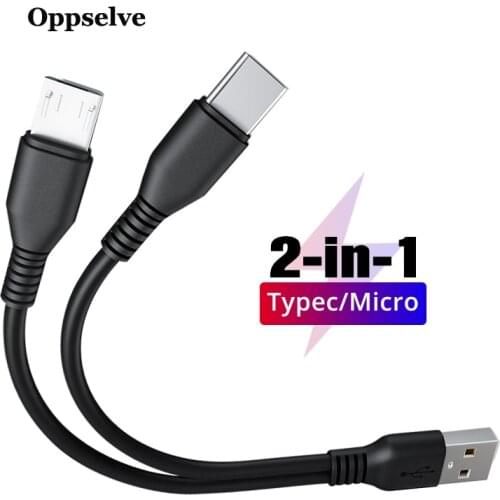 2 In 1 USB To Micro USB Type C Cable For Huawei Xiaomi Samsung Meizu Android Cell Phone TypeC Charging Tubo Data USB C Wire Cord