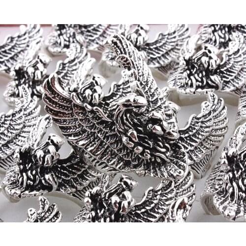 Wholesale Lots 12Pcs Big Animal EAGLE Skull Biker Gothic Silver Plated Alloy Ring Men Women Wedding Party Valentine Gift FREE
